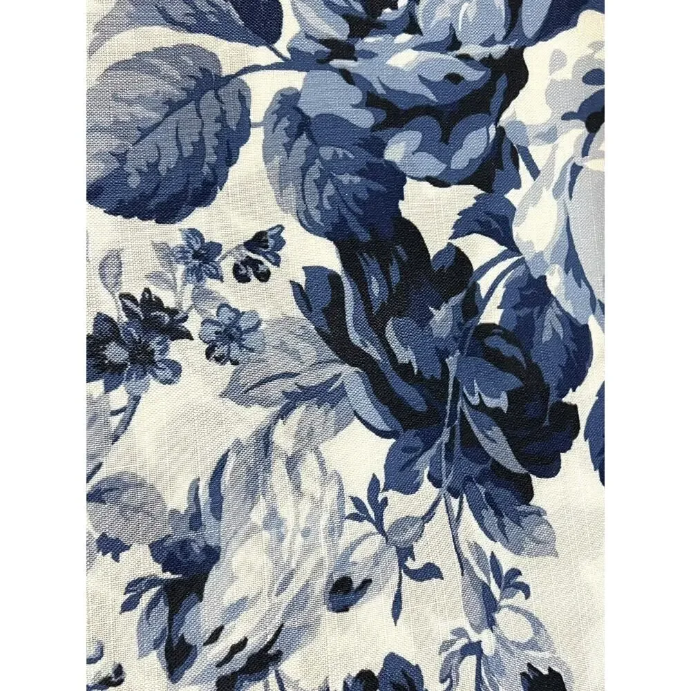 Laura Ashley Floral Blue White Roses Window Curtains 2 Panels 38x84” Joyce